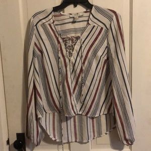 Striped tie-up shirt